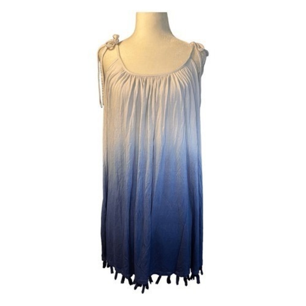 Saint Tropez West Beach Cover-up Mini Dress Blue White Ombre S